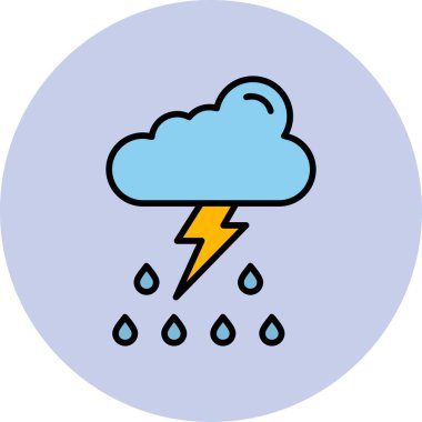 Yağmur bulutlu gök gürültülü fırtına, basit illüstrasyon