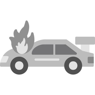 Yanan araba modern ikon, vektör illüstrasyonu