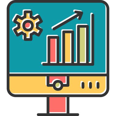Çizelge ve pazar analizi, yönetim grafiği. Basit web illüstrasyonu