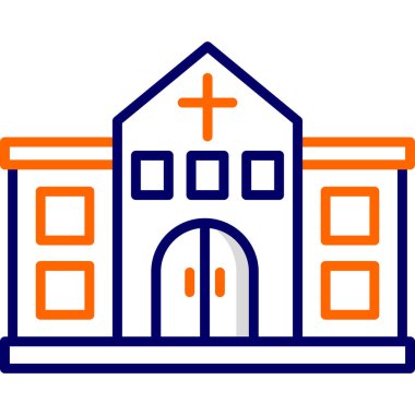 Çapraz, grafik resimli kilise binası 