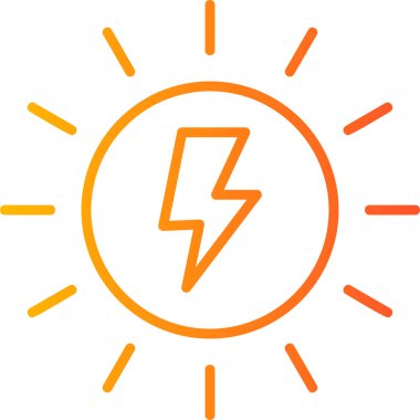 Güneş enerjisi vektör satırı simgesi