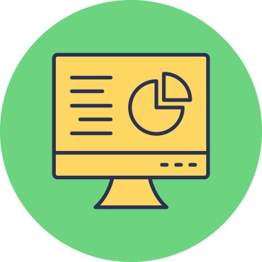 Çevrimiçi pasta grafiği simgesi, modern tasarım illüstrasyonu