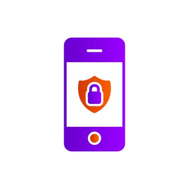 mobil güvenlik vektör çizgisi simgesi