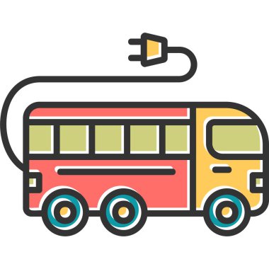 Electric Bus modern simgesi, vektör illüstrasyonu