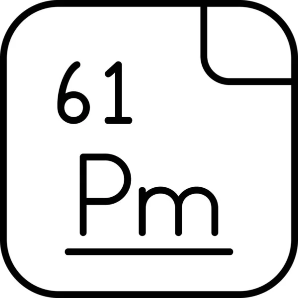 Einfache Ikone Von Promethium Abbildungen Mendelejews Periodensystem Der Elemente — Stockvektor