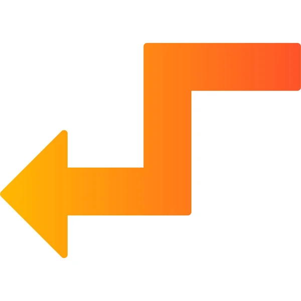 Pijl Links Richting Vectoricoon Stijl Tweekleurig Plat Symbool Oranje Gele — Stockvector