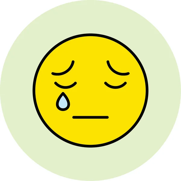 Crying Face Emoticon Icon Vector Illustration — Stockvektor