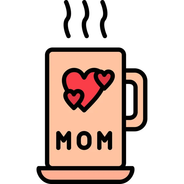 Cup Tea Mom Word Simple Illustration — Stock Vector