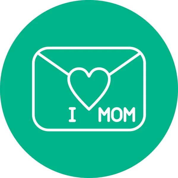 Love Mom Greeting Card Amplop Ikon Web Ilustrasi Sederhana - Stok Vektor