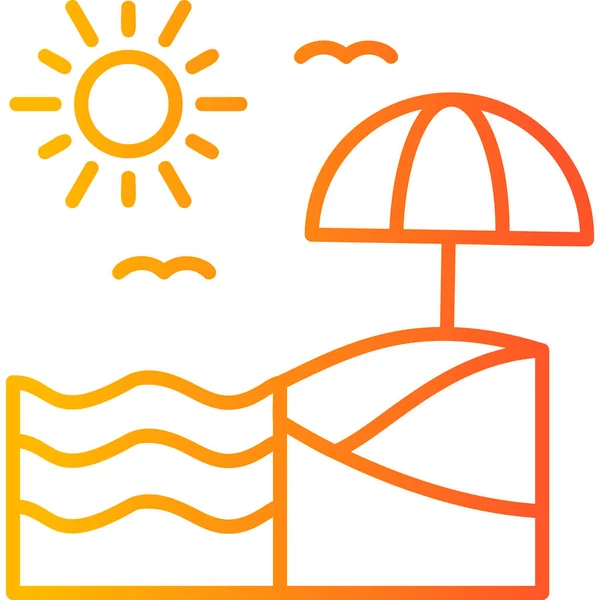 Ikona Parasola Słonecznego Symbol Wakacji Plaży Letni Dzień Ilustracja Wektora — Wektor stockowy