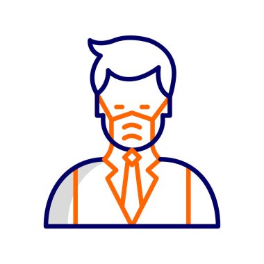 Food Safety Manager, man with face mask, logo, simple icon for web page 