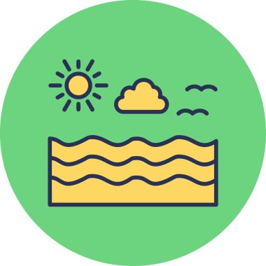 Deniz. Web simgesi basit illüstrasyon