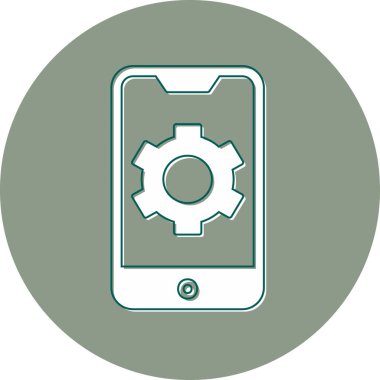 Ekranda dişli tekerleği olan mobil ayarlar, akıllı telefon aygıtının dijital illüstrasyonu 