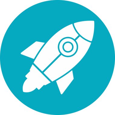 Roket. Web simgesi basit illüstrasyon