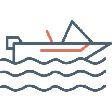 Motorlu tekne simgesi, modern tasarım illüstrasyonu