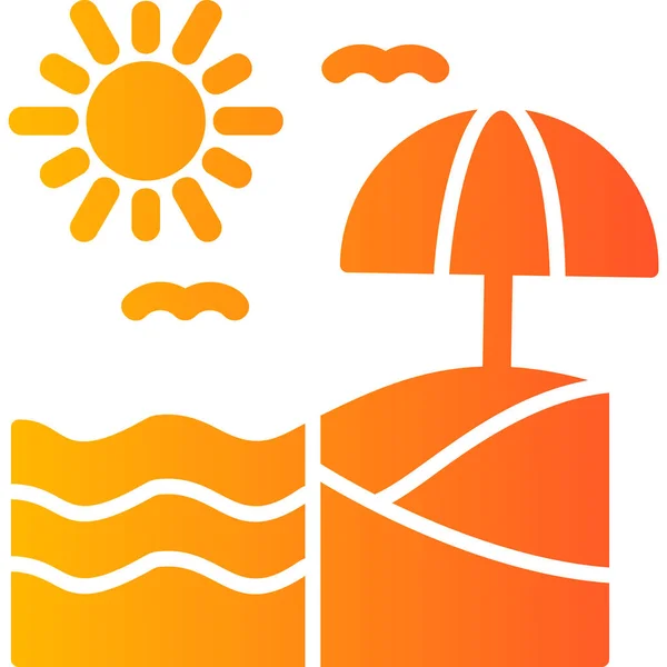 Parasol Słoneczny Ikona Plaży Płaski Styl Projektowania — Wektor stockowy