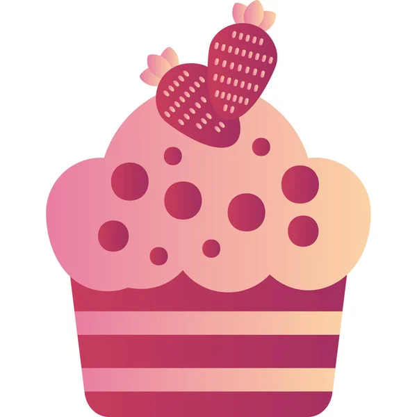 ストロベリーケーキ 甘いペストリーフードのイラスト — ストックベクタ