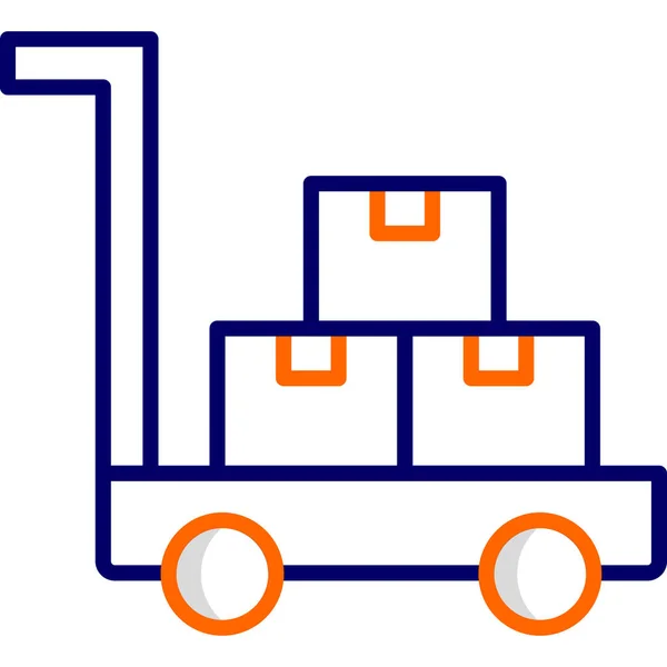Trolley Shipping Packages Boxes — 图库矢量图片