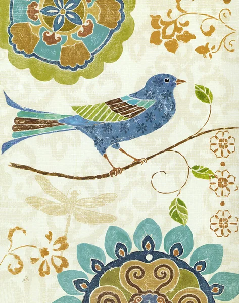 illustration of a bird with a pattern of birds