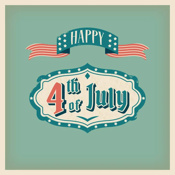 7月4日のアメリカ軍 国民の要素 テキスト リボン フラグと休日のお祝いのヴィンテージの背景 ポスター バナー チラシ パーティーの装飾のためのベクトルレトロイラスト — ストックベクタ