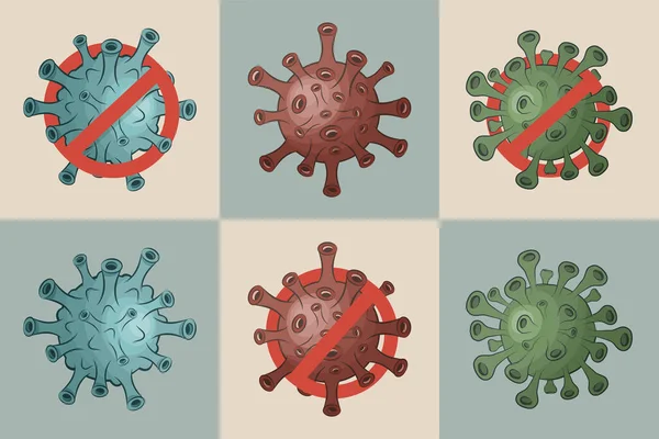 病原病毒 微生物 微生物 一组被隔离的人类细菌 病毒危险的概念 医疗保健 矢量卡通画 — 图库矢量图片