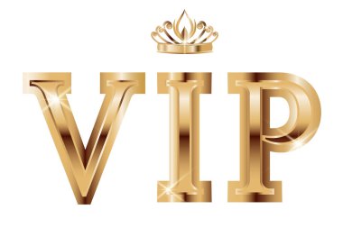 Kraliyet tacıyla altın 3D metin. VIP arka plan şablonu. VIP, sadakat, bonus kart, hediye sertifikası, kulüp, parti, davetiye, prim, hizmet, pankart için modern lüks tasarım. Vektör illüstrasyonu  