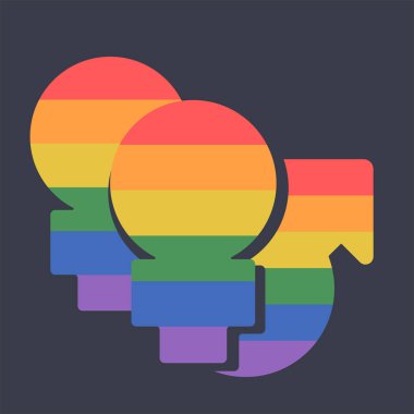 Lgbt simgesi siyah arkaplanda izole edildi. Çeşitlilik ve insan hakları kavramı. Lgbt topluluğu. Poster, kart, pankart için vektör düz illüstrasyon 