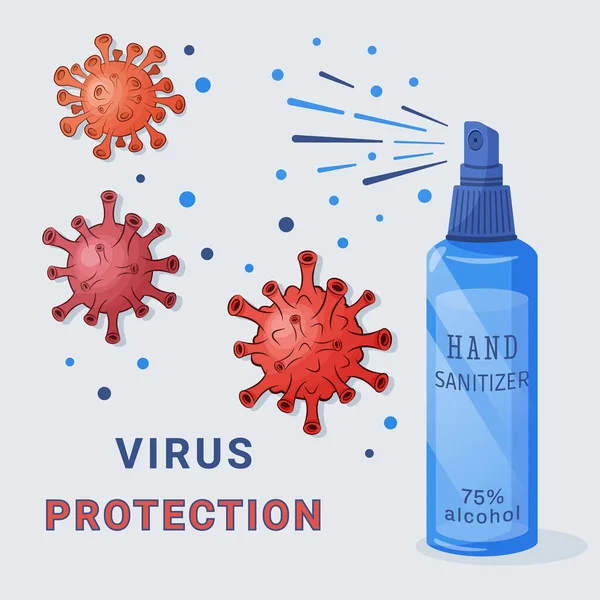 Aerosol Higiénico Alcohol Líquido Antiséptico Para Manos Superficies Desinfectante Para — Archivo Imágenes Vectoriales