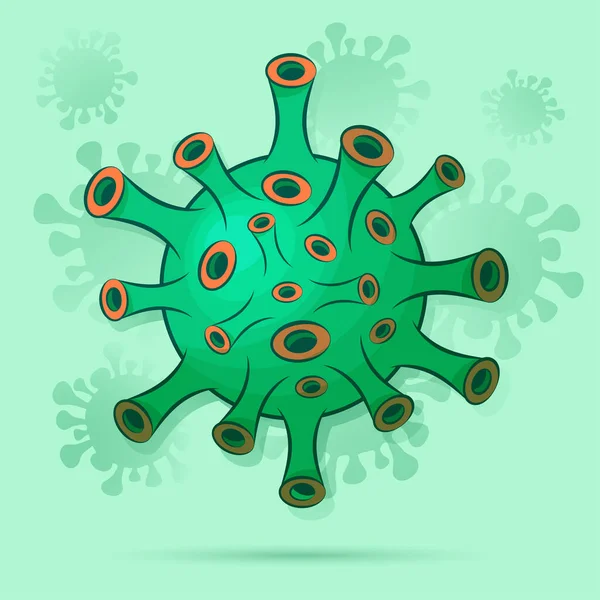 在彩色背景上分离出绿色细菌 平面设计 人的病毒 微生物 微生物都是卡通风格的 矢量说明 — 图库矢量图片