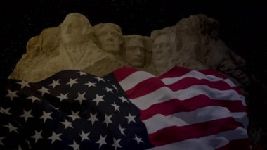 ABD Başkanları Günü ya da Anma Günü için arka plan. Rushmore Dağı Ulusal Anıtı. Döngülü.