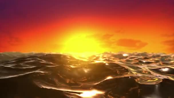3D海浪与太阳的动画 — 图库视频影像
