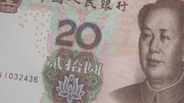 Renminbi Zwanzig Yuan Banknote Looping Animation — Stockvideo