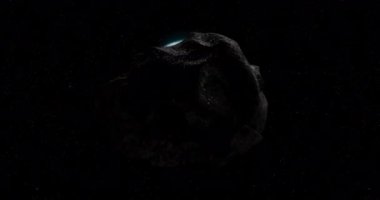 Üç Asteroid Dünya 'ya doğru ilerliyor. 3 Boyutlu Sinema Canlandırması.