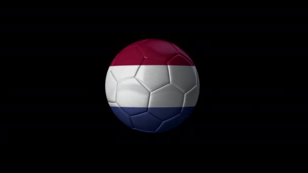 Üzerinde Hollanda Bayrağı Olan Boyutlu Futbol Topu Animasyonu Döngülü Alfa — Stok video