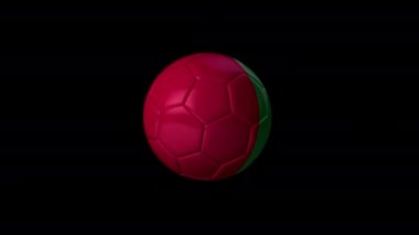 Üzerinde İtalya Bayrağı olan 3 boyutlu futbol topu animasyonu. Döngülü. Alfa Kanalı.