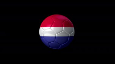 Üzerinde Hırvatistan Bayrağı olan 3 boyutlu futbol topu animasyonu. Döngülü. Alfa Kanalı.