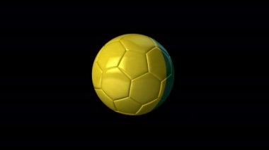 Üzerinde Kamerun Bayrağı olan 3 boyutlu futbol topu animasyonu. Döngülü. Alfa Kanalı.