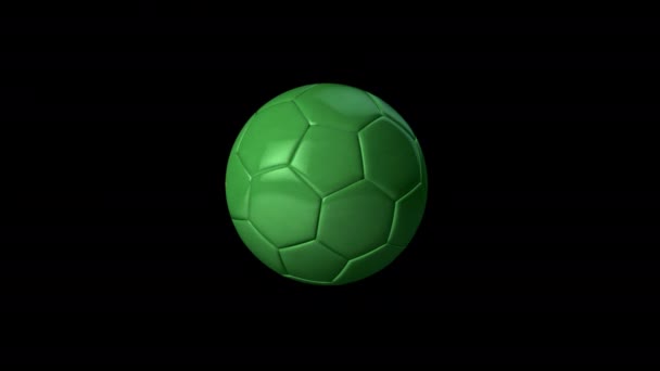 ブラジルと3Dサッカーボールアニメーションそれにフラグ ループ状だ アルファチャンネル — ストック動画