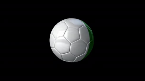 Fotbalový Míč Animace Alžírskou Vlajkou Něm Smyčka Alpha Channel — Stock video