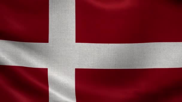 Pozadí Vlnité Dánské Vlajky — Stock video