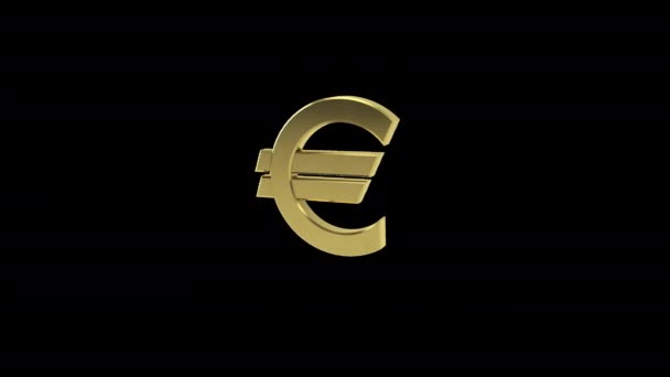 Euro Σύμβολο Gold Alpha Channel Animation — Αρχείο Βίντεο