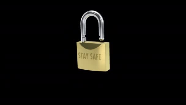 Padlock Stay Safe Alpha Channel — Stockvideo