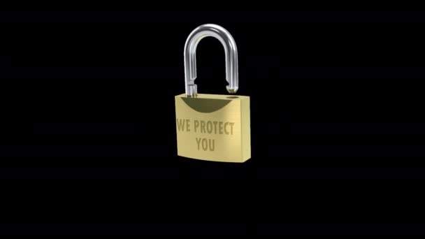 Padlock Protect You Alpha Channel — Stock Video
