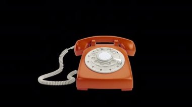 Kahverengi Renkli Nostaljik Telefon. 3d Canlandırma, Alfa Kanalı.