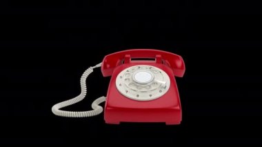 Telefon RETRO, Kırmızı, Alfa Kanalı.