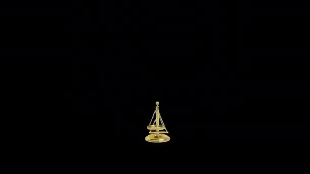 Scales Justice Gavel Dolars Alpha Channel — стокове відео
