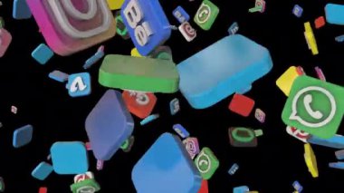 Sosyal medya simgeleri çöküyor. Alfa Kanalı ve Döngülü.