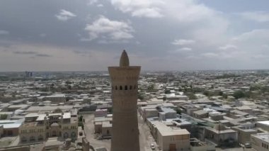 Historical Mir-i Arab, Po-i Kalyan Madrasa and Complex. Historical City of Bukhara in Uzbekistan. Log Shooting. Color Editable.