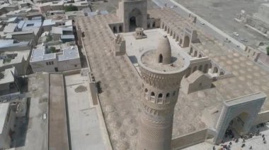 Historical Mir-i Arab, Po-i Kalyan Madrasa and Complex. Historical City of Bukhara in Uzbekistan. Log Shooting. Color Editable.