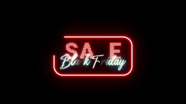 Fifty Percent Discount Black Friday Sale Neon Title — ストック動画